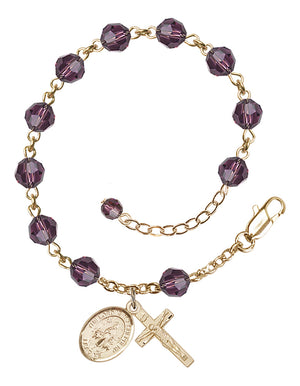 Lord Is My Shepherd Rosary Bracelet - 14K Gold - February - Amethyst