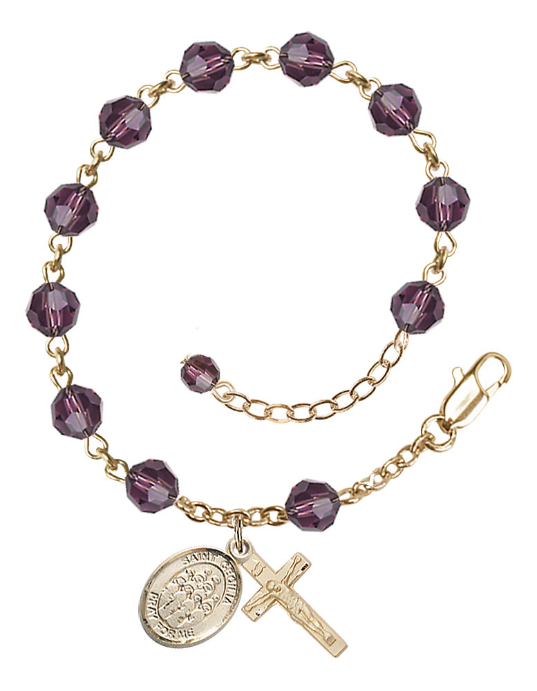 Saint Cecilia Choir Rosary Bracelet - 14K Gold - February - Amethyst
