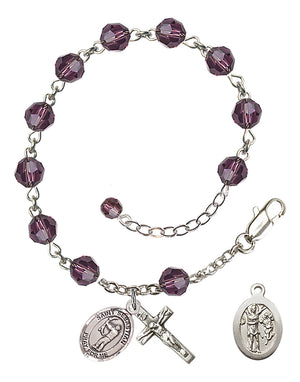 Saint Sebastian Archery Rosary Bracelet - Sterling Silver - February - Amethyst