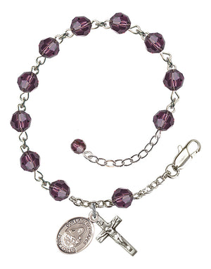 Our Lady of Grapes Rosary Bracelet - Sterling Silver - February - Amethyst