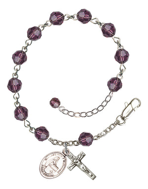 Blessed Emilee Doultremont Rosary Bracelet - Sterling Silver - February - Amethyst