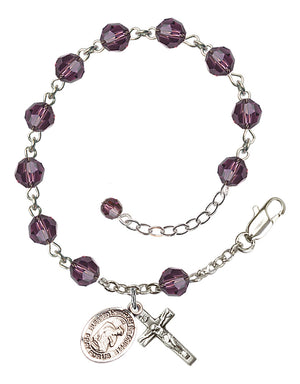 Blessed Herman the Cripple Rosary Bracelet - Sterling Silver - February - Amethyst