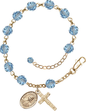 Blessed Pier Giorgio Frassati Rosary Bracelet - 14K Gold Filled - March - Aqua
