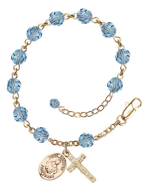 Saint Norbert of Xanten Rosary Bracelet - 14K Gold Filled - March - Aqua