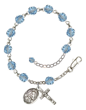 Our Lady of Providence Rosary Bracelet - Sterling Silver - March - Aqua