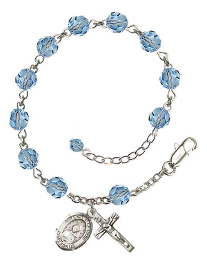 Our Lady of la Vang Rosary Bracelet - Sterling Silver - March - Aqua