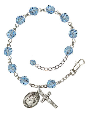 Maria Stein Rosary Bracelet - Sterling Silver - March - Aqua