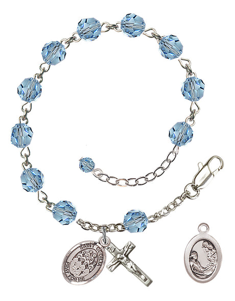 Saint Cecilia Choir Rosary Bracelet - Sterling Silver - March - Aqua