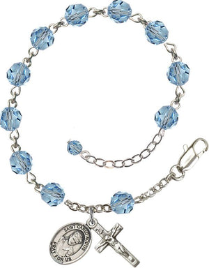 St. Carlo Acutis Birthstone Rosary Bracelet, Austrian Crystal & Sterling Silver
