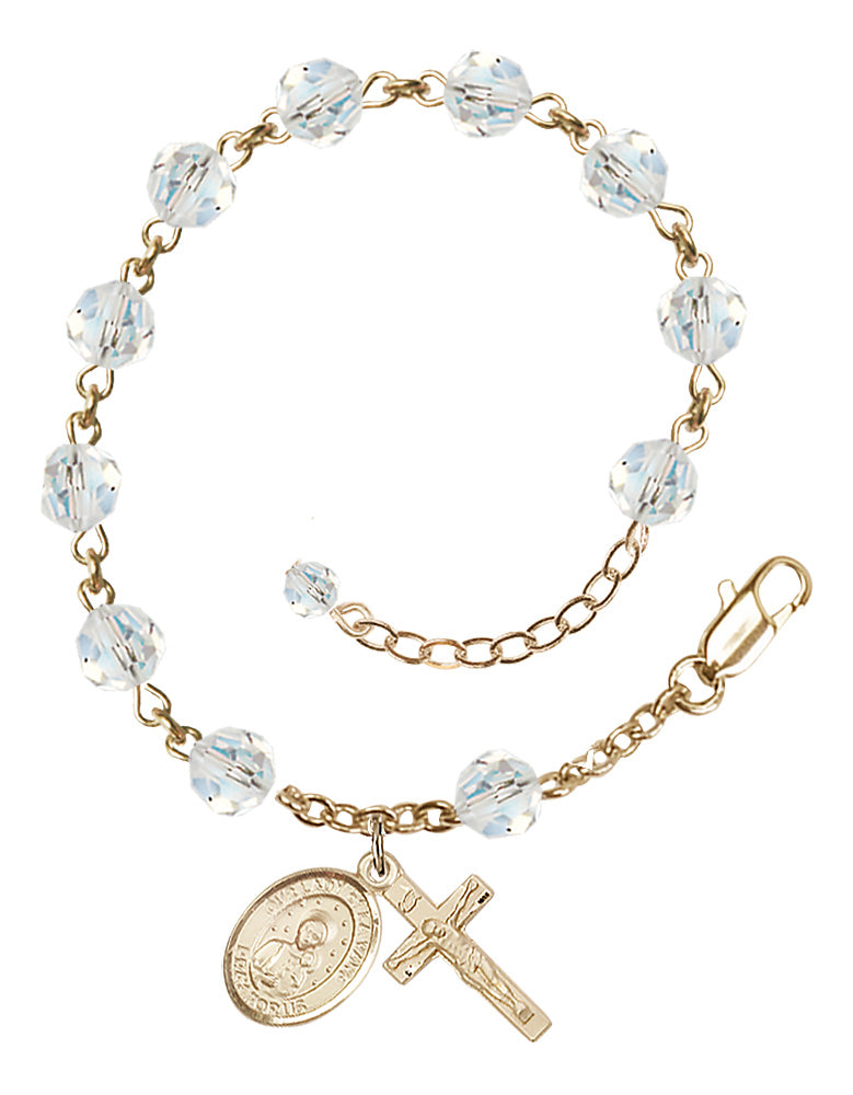 Our Lady of la Vang Rosary Bracelet - 14K Gold Filled - April - Crystal