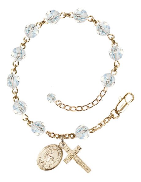 Saint Zachary Rosary Bracelet - 14K Gold Filled - April - Crystal