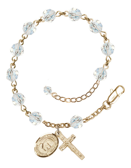 Saint Vincent de Paul Rosary Bracelet - 14K Gold Filled - April - Crystal