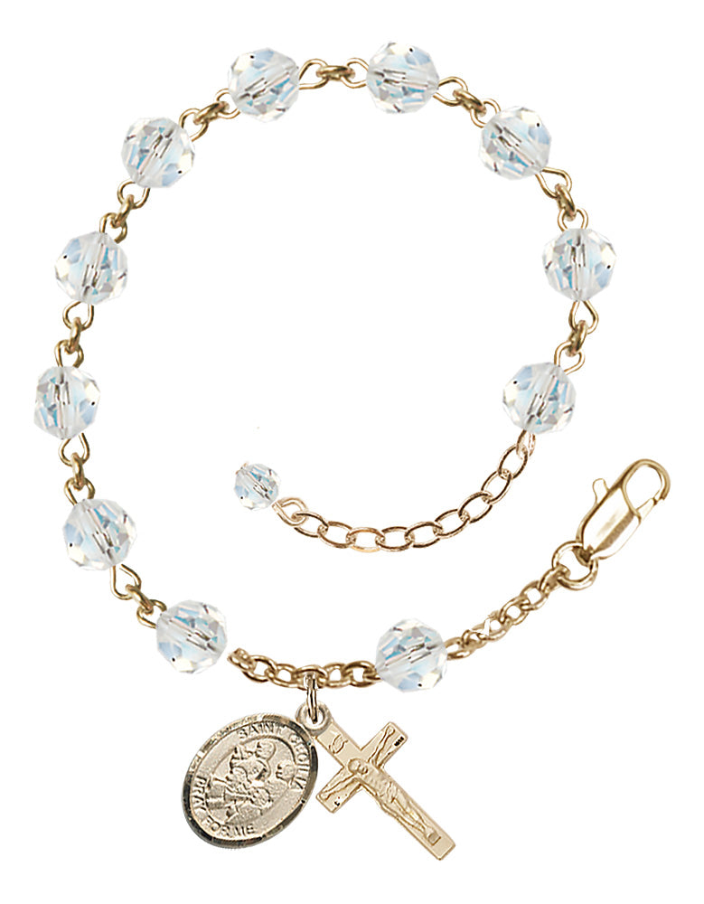 Saint Cecilia Marching Band Rosary Bracelet - 14K Gold Filled - April - Crystal