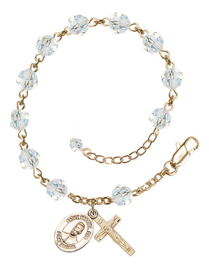 Blessed Miguel Pro Rosary Bracelet - 14K Gold Filled - April - Crystal