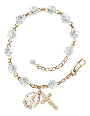 Blessed Emilee Doultremont Rosary Bracelet - 14K Gold Filled - April - Crystal