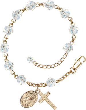 Saint Carlo Acutis Rosary Bracelet - 14K Gold Filled - April - Crystal