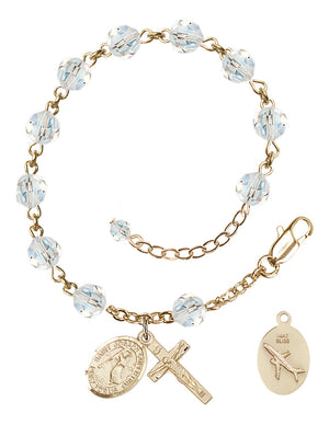 Saint Joseph of Cupertino Rosary Bracelet - 14K Gold - April - Crystal