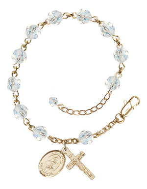 Saint Rita of Cascia Rosary Bracelet - 14K Gold - April - Crystal