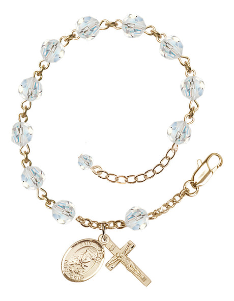 Saint Sarah Rosary Bracelet - 14K Gold - April - Crystal