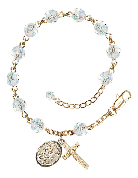Saint Cecilia Marching Band Rosary Bracelet - 14K Gold - April - Crystal