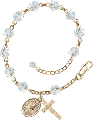 Blessed Pier Giorgio Frassati Rosary Bracelet - 14K Gold - April - Crystal