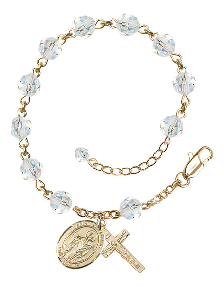 Saint Wolfgang Rosary Bracelet - 14K Gold - April - Crystal
