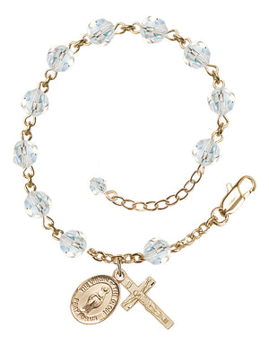 Virgin of the Globe Rosary Bracelet - 14K Gold - April - Crystal