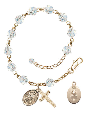 Divine Mercy Rosary Bracelet - 14K Gold - April - Crystal