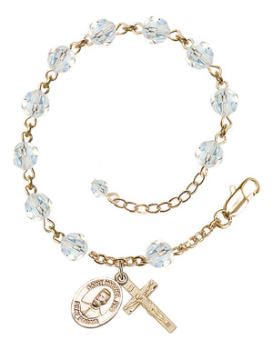 Blessed Miguel Pro Rosary Bracelet - 14K Gold - April - Crystal