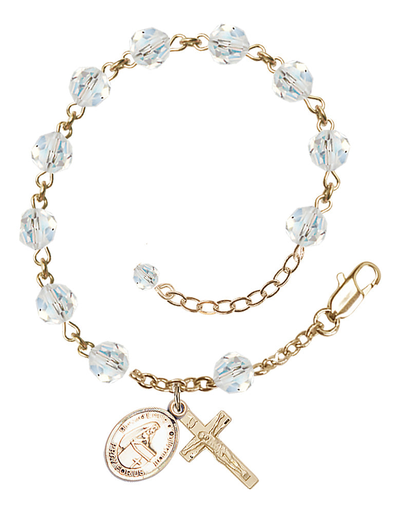 Blessed Emilee Doultremont Rosary Bracelet - 14K Gold - April - Crystal