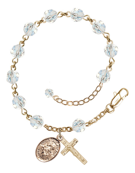 Saints Peter & Paul Rosary Bracelet - 14K Gold - April - Crystal