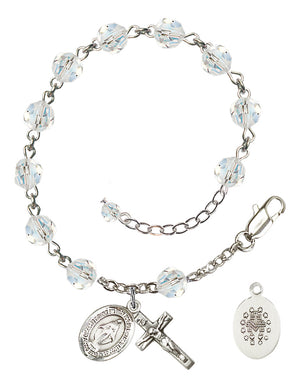 Miraculous Rosary Bracelet - Sterling Silver - April - Crystal