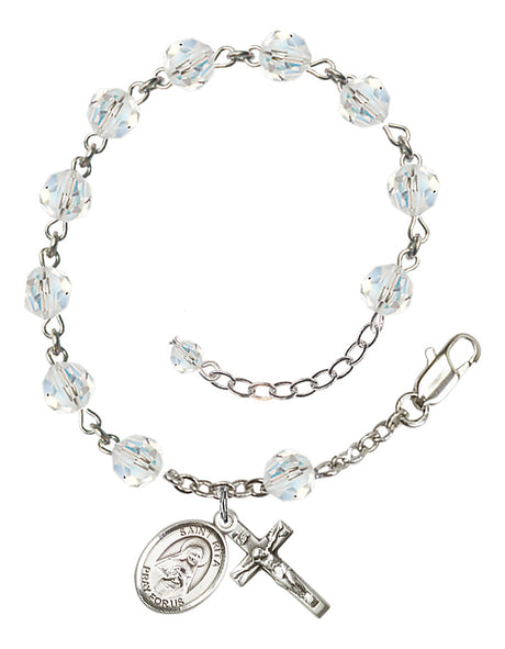 Saint Rita of Cascia Rosary Bracelet - Sterling Silver - April - Crystal