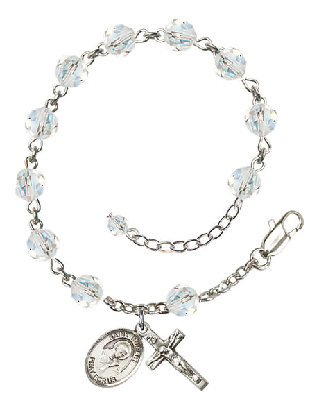 Saint Robert Bellarmine Rosary Bracelet - Sterling Silver - April - Crystal
