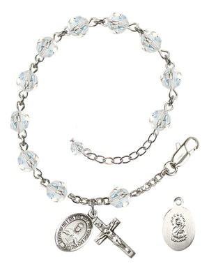 Scapular Rosary Bracelet - Sterling Silver - April - Crystal