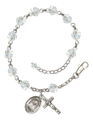 Saint Timothy Rosary Bracelet - Sterling Silver - April - Crystal