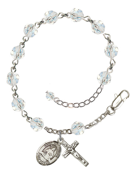 Saint Walburga Rosary Bracelet - Sterling Silver - April - Crystal