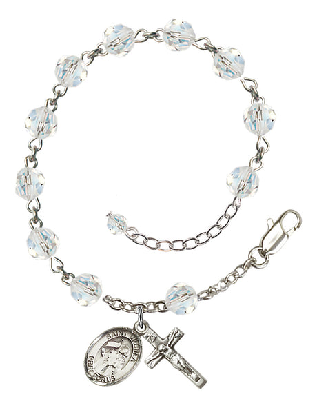 Saint Ursula Rosary Bracelet - Sterling Silver - April - Crystal