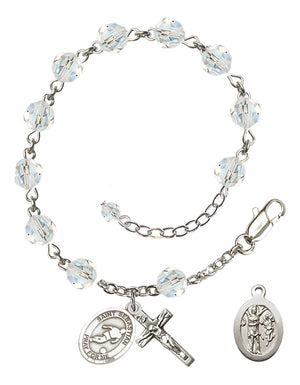 Saint Sebastian Soccer Rosary Bracelet - Sterling Silver - April - Crystal