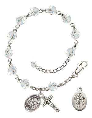 Saint Sebastian Gymnastics Rosary Bracelet - Sterling Silver - April - Crystal