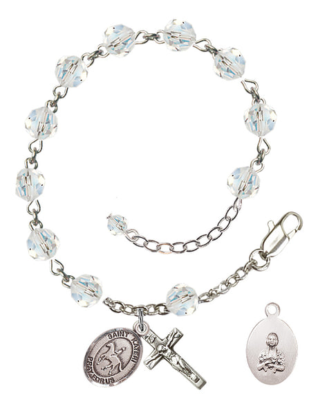 Saint Kateri Equestrian Rosary Bracelet - Sterling Silver - April - Crystal
