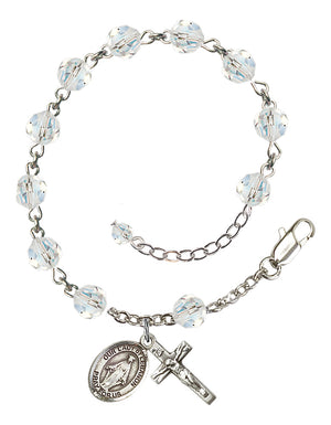 Our Lady of Lebanon Rosary Bracelet - Sterling Silver - April - Crystal