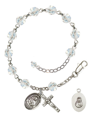 Our Lady of Mount Carmel Rosary Bracelet - Sterling Silver - April - Crystal