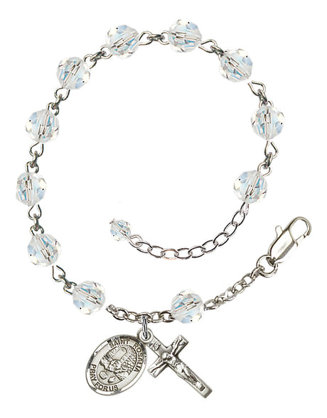 Saint Rosalia Rosary Bracelet - Sterling Silver - April - Crystal
