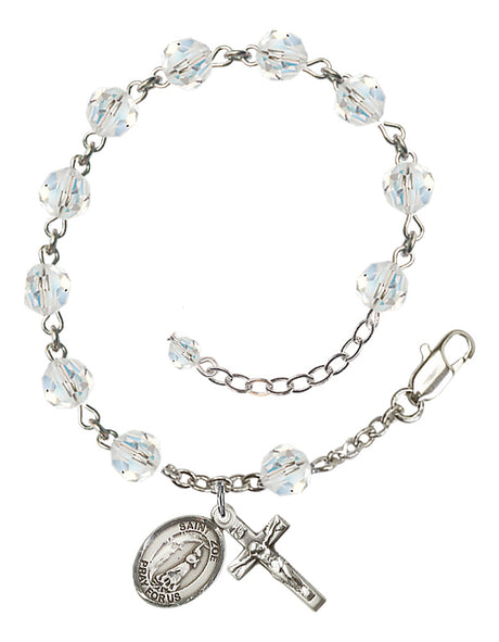 Saint Zoe of Rome Rosary Bracelet - Sterling Silver - April - Crystal