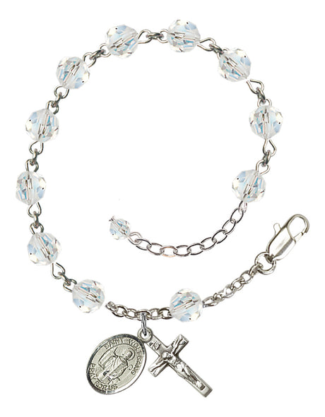 Saint Wolfgang Rosary Bracelet - Sterling Silver - April - Crystal