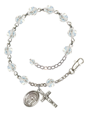 Saint Matthias the Apostle Rosary Bracelet - Sterling Silver - April - Crystal