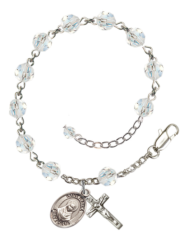 Saint Rafka Rosary Bracelet - Sterling Silver - April - Crystal