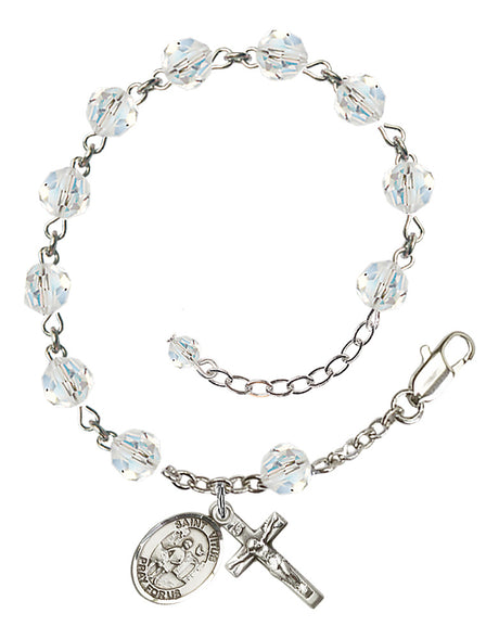 Saint Vitus Rosary Bracelet - Sterling Silver - April - Crystal