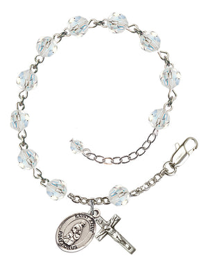 Saint Anne Rosary Bracelet - Sterling Silver - April - Crystal